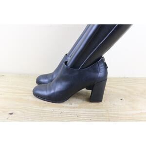 Eileen Fisher Boots 9.5 Black Leather Quote Booties Ankle Zip Up Shoes